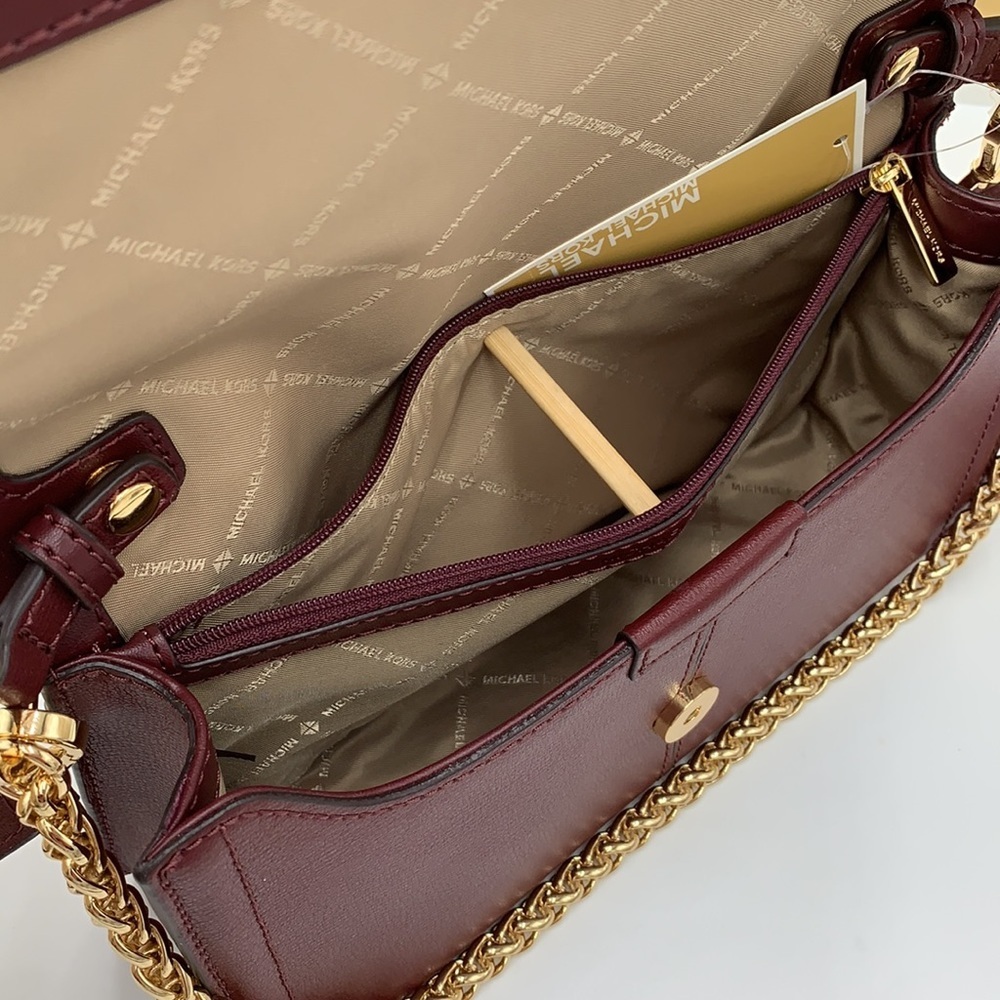 MICHAEL KORS SONIA MEDIUM EAST WEST SHOULDER CROSSBODY BAG MERLOT COLOR - Picture 14 of 16